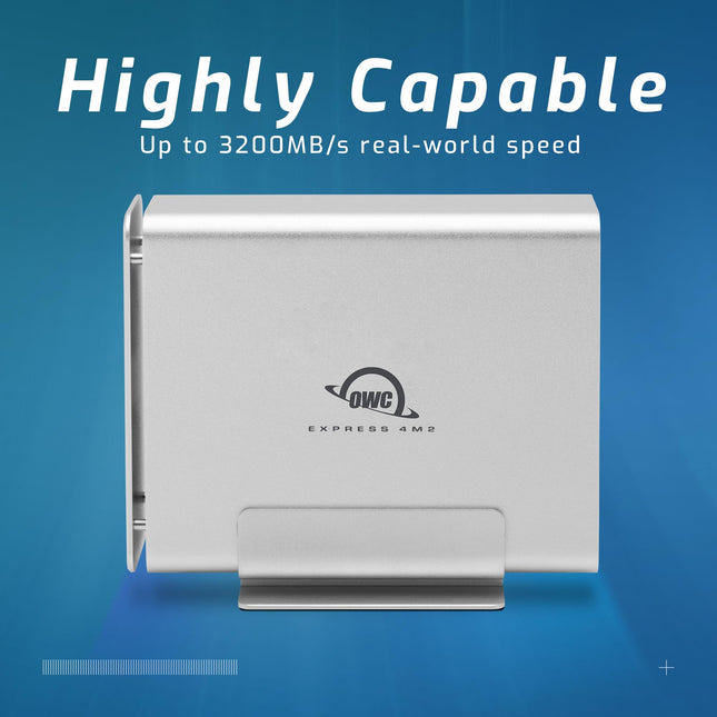 OWC Express 4M2 SSD Enclosure for up to 4 NVMe Solid State Drives M.2 2230/2242/2280 , Thunderbolt 4 up to 3200Mbps RAID 0/1/4/5/10/JBOD Mac/PC Compatible Aluminium Heatsink (0TB Incl SoftRAID)