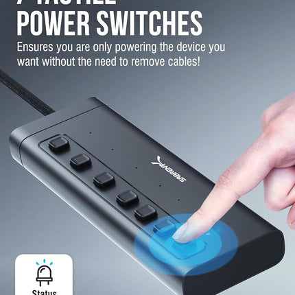 SABRENT Powered USB Hub, USB Hub Powered Docking Station USB Splitter, 7-Port 48W Powered USB C Hub with Switches (HB-3A4C)