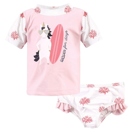 Hudson Baby Swim Rashguard Set, Surf Unicorn, 18-24 Months