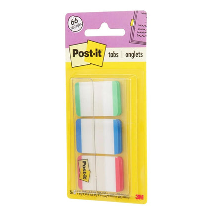 Post-it Tabs, 1 in, Lined, Green, Blue, Red, 22 Tabs/Color, 66 Tabs/On-The-Go Dispenser (686L-GBR)