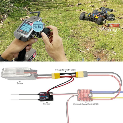 Radiolink RC6GS V3 New 7 Channels RC Transmitter and Gyro Receiver R7FG, Voltage Telemetry, 2.4Ghz Surface Radio Controller for RC Crawler, Drifting, Bash, Buggy Cars, and Boats