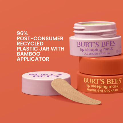 Mascarilla labial de noche de lavanda y vainilla de Burt's Bees, con ácido hialurónico y escualano hidratante para hidratar los labios al instante, tratamiento labial, 12.7 g.