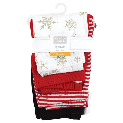 Hudson Baby Pantalones y Leggings de Algodón para Bebés Niñas, Copo de Nieve Dorado, 4T