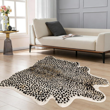 Leopard Print Rug Cheetah Rug 5ft x 7ft Large Faux Cowhide Animal Cheetah Pattern Rug for Bedroom Living Room Home Office