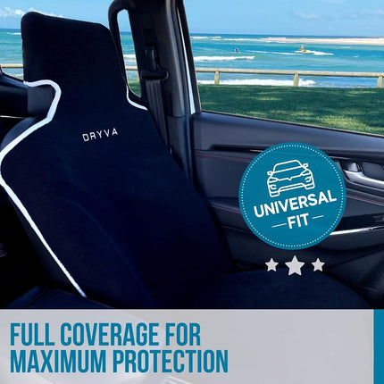 DryvaSeat - Premium Microfiber Towel Car Seat Cover - Waterproof & Sweatproof - Universal Fit, Machine Washable, Non-Slip - Seat Protector for Car, Truck, SUV, Van… (Black, 1 Pack)