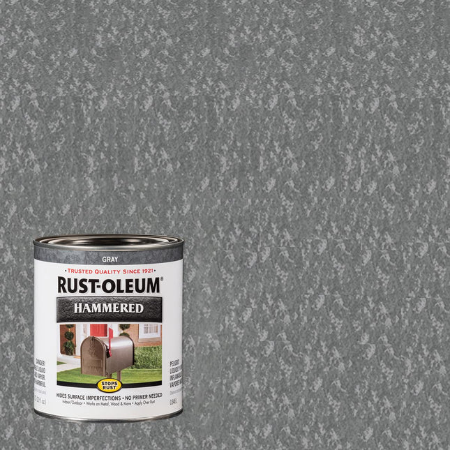 Rust-Oleum 7214502-2PK Stops Rust Hammered Brush On Paint, 31.9 Fl Oz (Pack of 1), Gray
