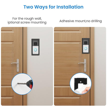 Adhesive Video Doorbell Mount No Drill Compatible with Ring,Holder Bracket for Apartment Door for Battery Doorbell (2024),Battery Doorbell Plus/Pro,Video Doorbell 4/3/ 3 Plus/ 2020 Release (White)