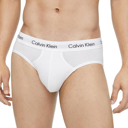 Calvin Klein Men's Underwear Cotton Stretch 3-Pack Hip Brief, White, L (Pack of 3)