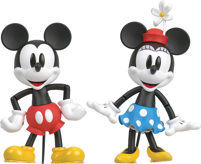 Mattel Disney 100 Figuras de Acción Coleccionables Mickey y Minnie Mouse, Personajes Articulados, Cabeza y Manos Intercambiables, Elementos de Tela Suave
