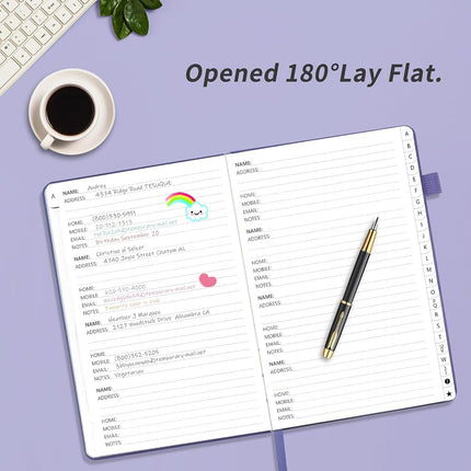 Address Book with Alphabetical Tabs, Hardcover Password Keeper 7"x10"