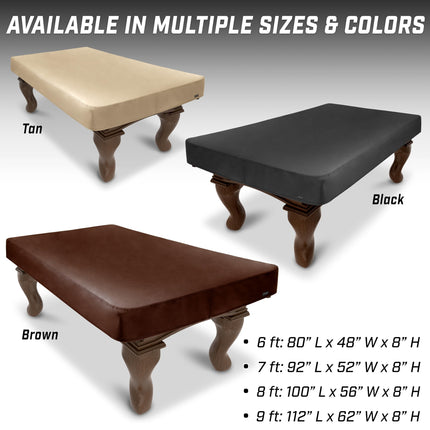 GoSports 8 ft Premium Leatherette Pool Table Cover - Waterproof & Tearproof - Heavy Duty Indoor & Outdoor Billiard Table Cover - Tan