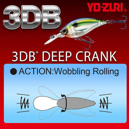 Yo-Zuri 3DB Deep Crank Floating Lure, Prism Tennessee Shad, 2 3/4-Inch