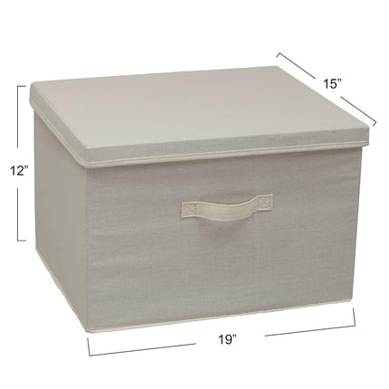Household Essentials Natural Wide Storage Box with Lid, 15”x18.5”x12”, Wide-18.5" W x D