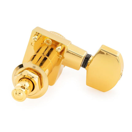 Musiclily Pro R18K-06 Lefty 6 inline 18:1 Sealed 2-Pin Locking Tuners Gold