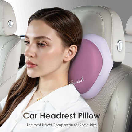 FLORICH Soporte Lumbar con Reposacabezas para Coche, Cojín para Silla, Almohada Reposacabezas para Coche Ergonómica, Cojín Lumbar de Espuma con Memoria Ultragrueso para Silla de Oficina (Morado)