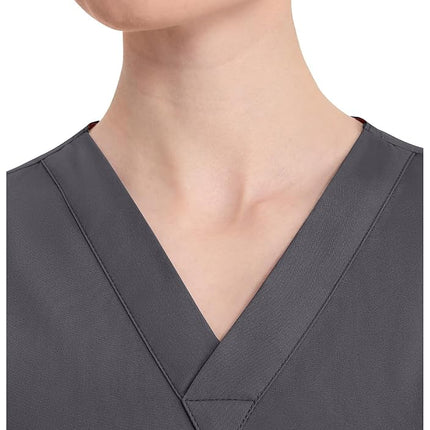 Dickies EDS Signature Scrubs for Women, V-Neck Womens Tops in Soft Brushed Poplin 86706, Pewter, 3XL Plus