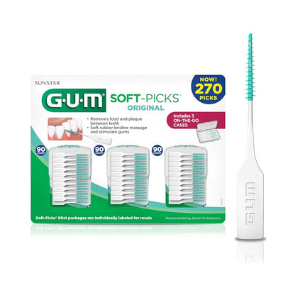 GUM Original Softpicks, 3 Convenient Travel Cases,