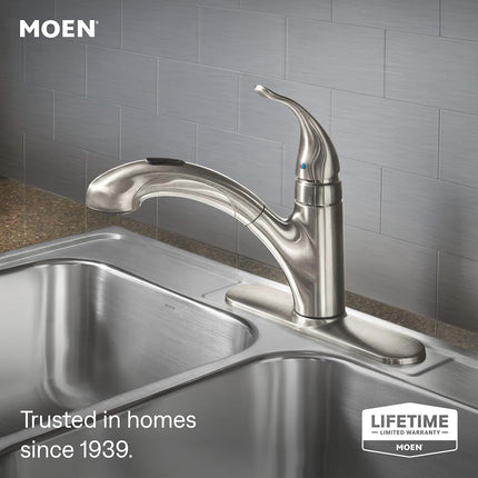Moen 67315SRS Integra One-Handle Low Arc Pullout Kitchen Faucet, Spot Resist Stainless