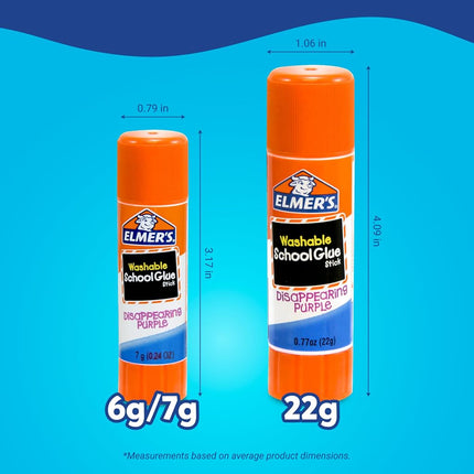 Elmer's Disappearing Purple School Glue Sticks, Washable, 7 Gram, 30 Count