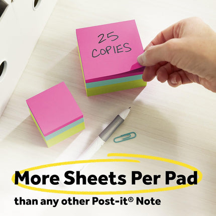 Notas Post-it Cubo, Colores Brillantes, 76.2 mm x 76.2 mm, 400 Hojas/Cubo