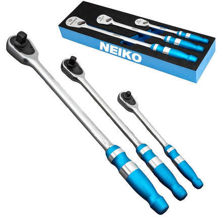 NEIKO 03006A Flat Head Ratchet Set - 3 Piece Low P