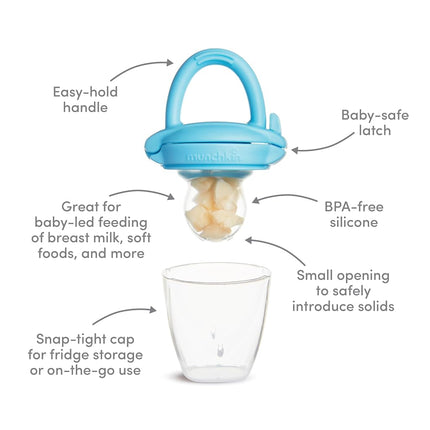 ® Silicone Baby Food Feeder for Solids and Purees, Great for Self-Feeding and Baby Led Weaning, 2 Pack, Blue/Mint