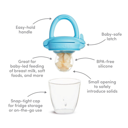 ® Silicone Baby Food Feeder for Solids and Purees, Great for Self-Feeding and Baby Led Weaning, 2 Pack, Blue/Mint