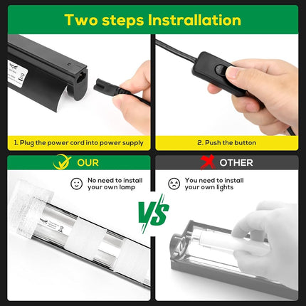 T5 Reptile Fixture Combo Kit, 8W Fixture, Reptile Terrarium Hood, 10.0W UVB Light Bulb, Fluorescent Tube Ideal for Tropical and Desert Areas such as Lagart