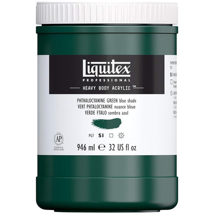 Pintura acrílica de cuerpo denso Liquitex Professional, bote de 946 ml (32 oz), verde ftalocianina (tono azul)