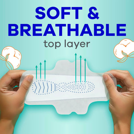 Always Serviettes hygiéniques pour femme en pur coton, serviettes FlexFoam avec ailettes, taille 3, absorption flux très abondant, sans parfum, 66 unités (3 paquets de 22)