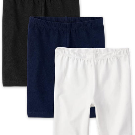 The Children's Place Girls' Solid Bike Shorts, Black/Tidal/White 3-Pack, Large
