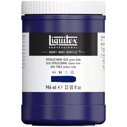 Pintura Acrílica Profesional de Cuerpo Denso Liquitex, Bote de 946ml (32 oz), Azul Ftalo (Tonalidad Verde)