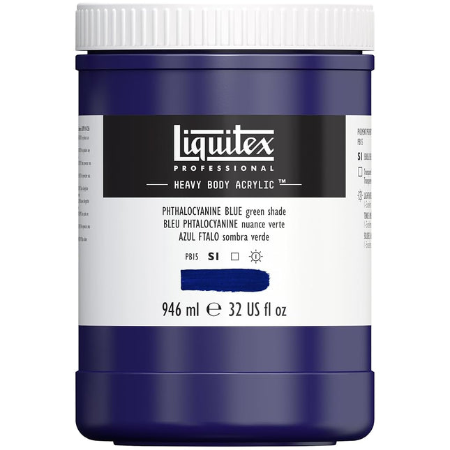Liquitex Professional Heavy Body Acrylic Paint, 32-oz (946ml) Pot, Phthalocyanine Blue (Green Shade)
