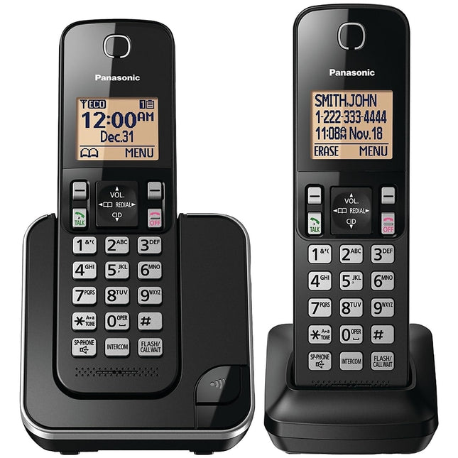 Panasonic KX-TGC352B Cordless Phone, Black, 2 Hand