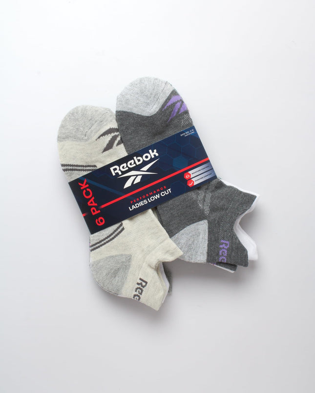 Reebok Womens Ankle Socks - 6 Pack Half Terry Performance Low Cut Athletic Socks for Women with Anti-Blister Heel Tab (4-10), Grey Assorted, 3.5-9 UK