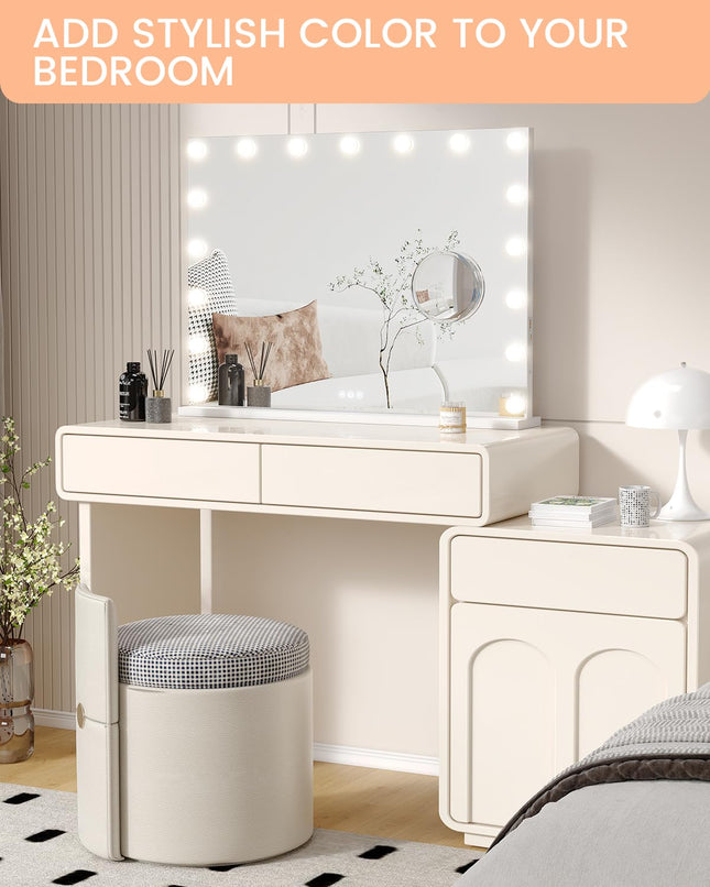 GAOMON Vanity Mirror with Lights, 32 x 24 Metal Frame Makeup Mirror with 17 LED Bulbs, 3 Colors Modes, 3X Detachable Magnification and USB Charging Port, Touch Control, for Tabletop, Bedroom