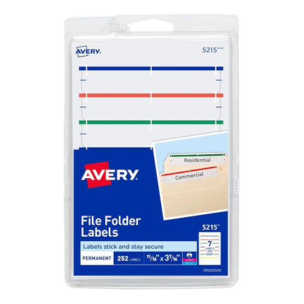 Avery File Folder Labels on 4" x 6" Sheets, Permanent Adhesive, Assorted Colors, 2/3" x 3-7/16", 4,536 Labels, Pack of 18 (5215)