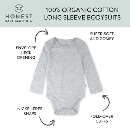 HonestBaby Multipack Long Sleeve Bodysuits One-Piece 100% Organic Cotton for Infant Baby Boys, Girls, Unisex, 3-Pack Dark Navy, 3-pack Dark Navy, 0-3 Months