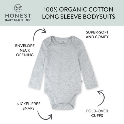 HonestBaby Multipack Long Sleeve Bodysuits One-Piece 100% Organic Cotton for Infant Baby Boys, Girls, Unisex, 3-Pack Dark Navy, 3-pack Dark Navy, 0-3 Months