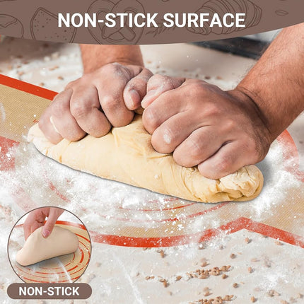 Tecfino 2 PCS Thicked Silicone Bread Slings for Dutch Oven, Reusable Sourdough Bread Sling with Long Handle, Non-Stick & Easy Clean Baking Mats, Heat Resistant Silicone Slings for Bread Baking