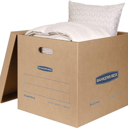 Bankers Box Large Classic Moving Box 5 Pack, Reinforced Handles, Tape-Free Assembly, Box with Lid, 21-in x 17-in x 17-in (7718201)