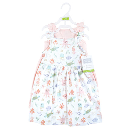 Hudson Baby Baby Girls' Cotton Dresses, Pastel Sea, 9-12 Months