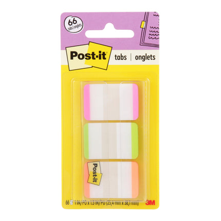 Post-it Tabs, 1 in, Lined, Pink, Green, Orange, 22