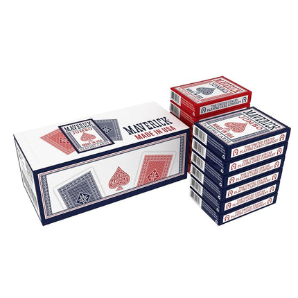 Maverick Playing Cards 12 Pack, Made in USA, Jumbo Index, Red and Blue Decks, Bulk Playing Cards for Poker, Card Games, and Family Game Night