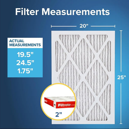 Filtrete 20x25x2, AC Furnace Air Filter, MPR 1000, Micro Allergen Defense, 4 Pack (exact dimensions 19.8 x 24.81 x 1.81)
