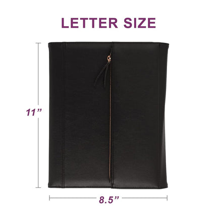 Samsill Women Professional Portfolio/Resume Organizer with Magnetic Flap Closure and Rose Gold Zipper (Black, Letter Size)