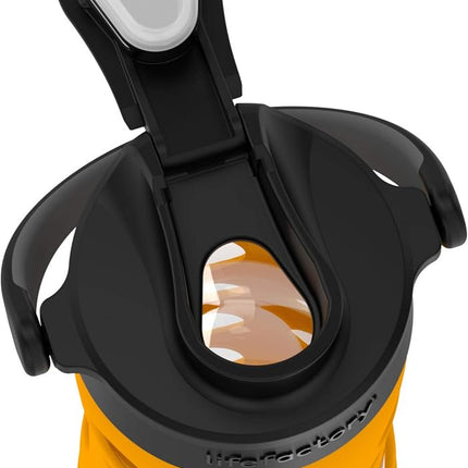 Lifefactory 16-Ounce Glass Water Bottle with Active Flip Cap and Protective Silicone Sleeve, Marigold