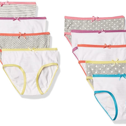 Maidenform Girl Girls' Big Cotton Brief Underwear 9 Pack, Pop of Heather, 4