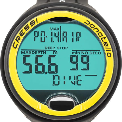 CRESSI Donatello Diving Computer - Professional Wrist Diving and Apnea Dive Computer, Black/Yellow, One Size, Unisex Adult