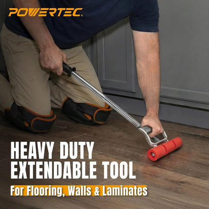 POWERTEC Extendable Floor and Wall Roller for Vinyl Flooring, Tile & Linoleum Roller with Extendable 17" to 27" Handle, 7.5" Wide for LVP, Veneer, Carpet, Wall Coverings, 1PK (71033V)